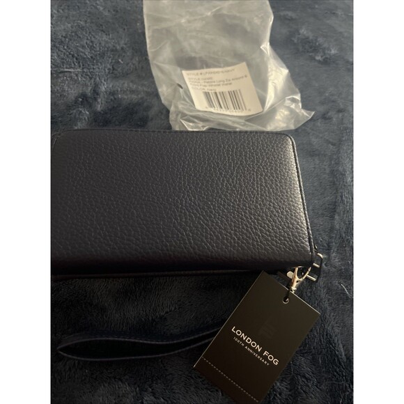 London Fog Fiona Long Zip & Front Flap Wristlet Wallet Blue NWTS - Picture 10 of 13